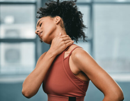 African American female with neck pain
