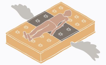 a drawing of someone laying on a lumbar support mattress
