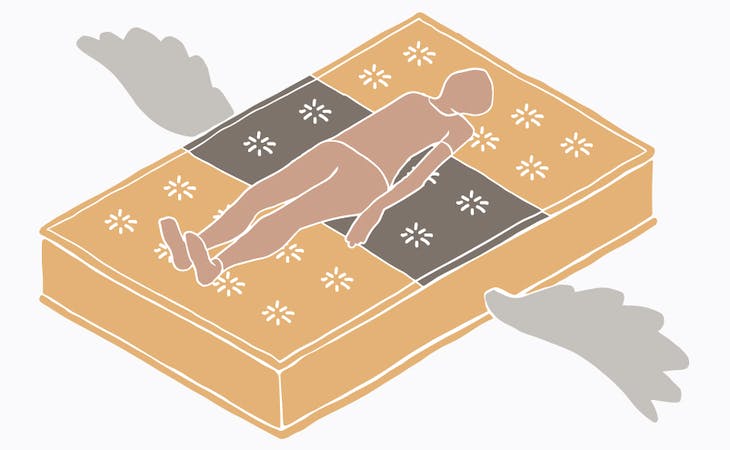a drawing of someone laying on a lumbar support mattress
